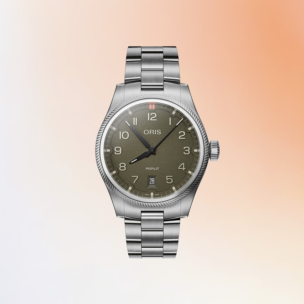 Oris Mens Propilot Date Green Dial Bracelet Watch 01 733 7805 4167-07 8 20 04LC