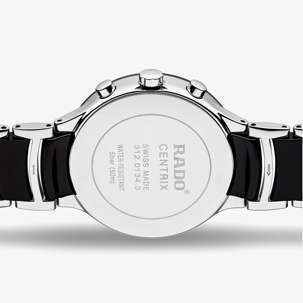 Rado Mens Centrix Black Chronograph Ceramic Watch R30130152