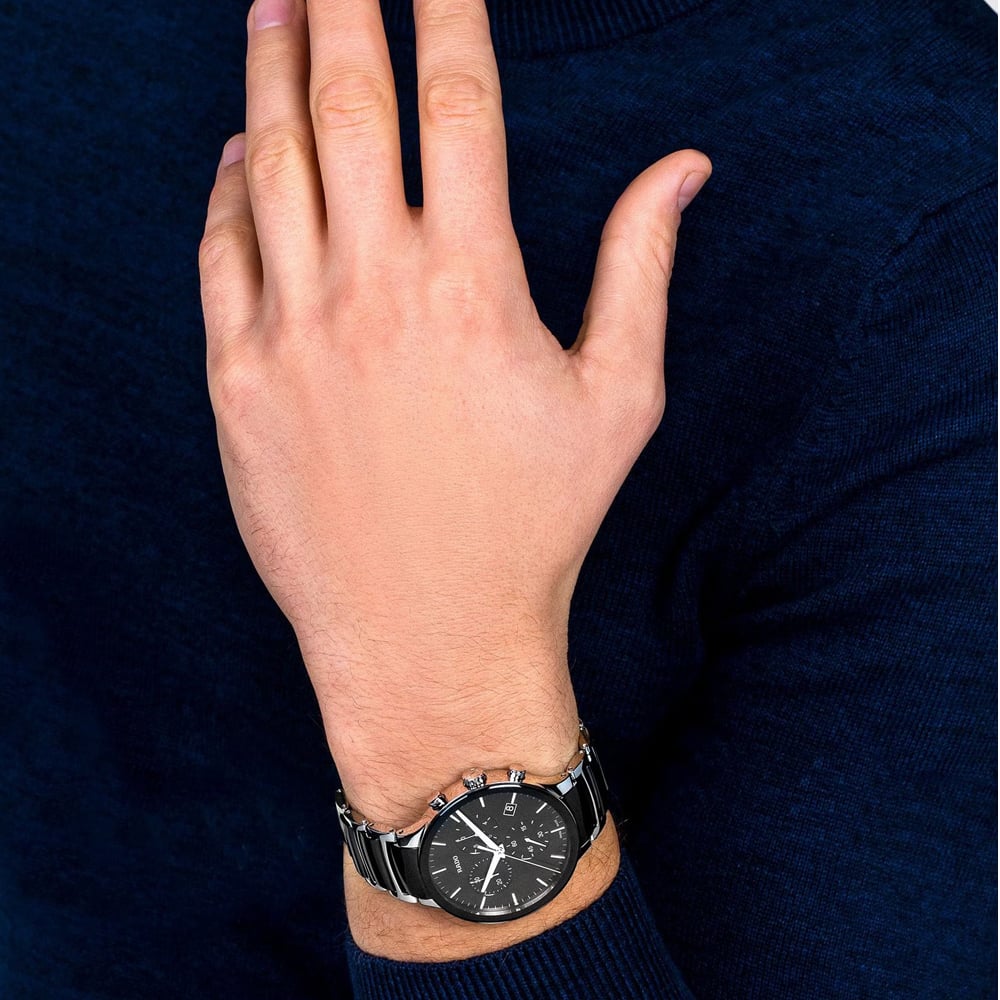 Rado Mens Centrix Black Chronograph Ceramic Watch R30130152