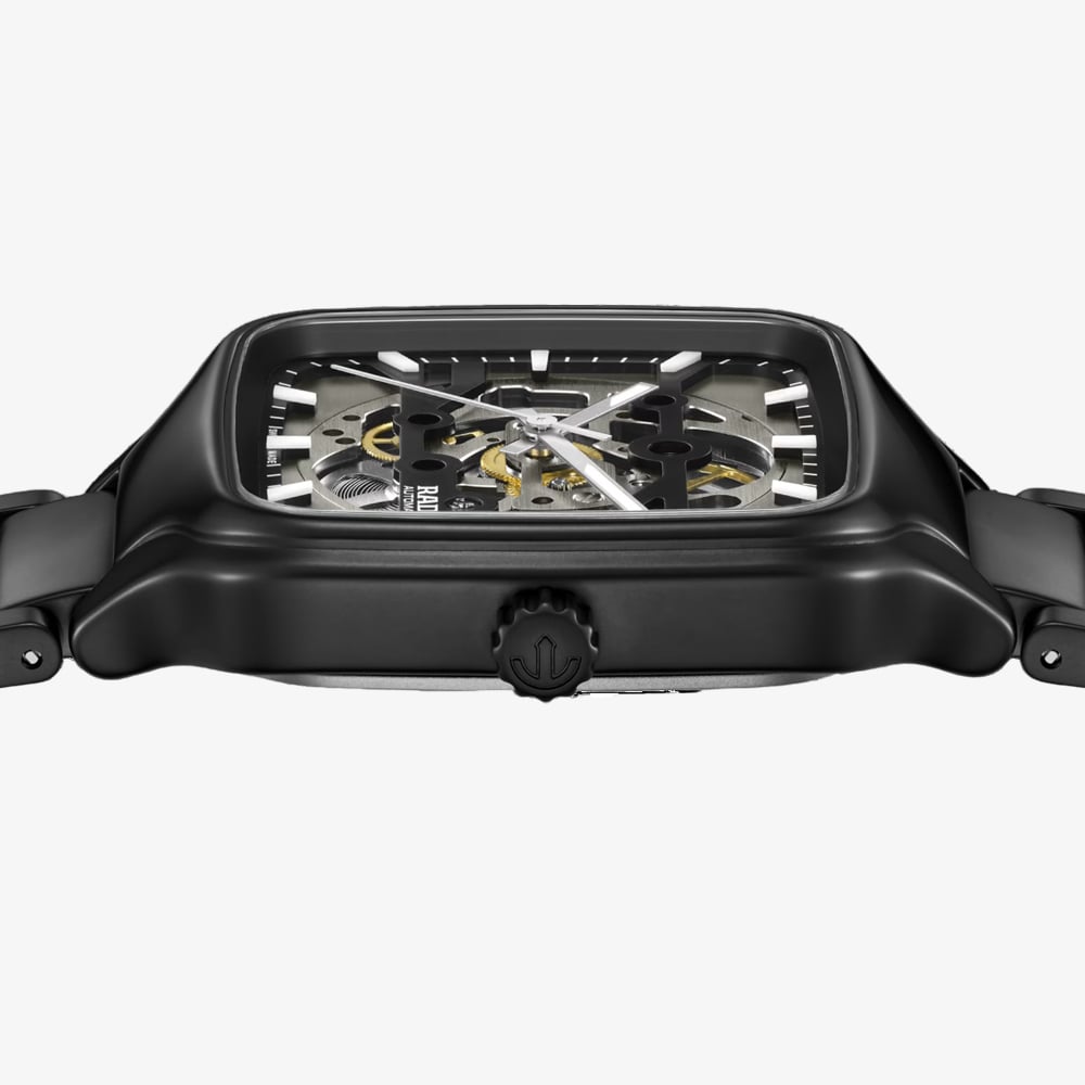 Rado Mens True Square Automatic Skeleton Black Ceramic Watch R27197152