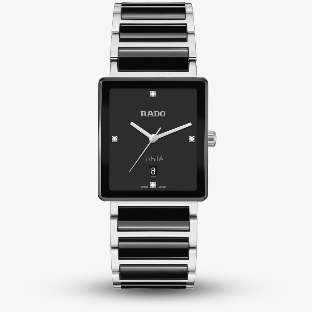 Rado Mens Integral Diamonds Black &amp; Silver Square Dial Watch R20255712