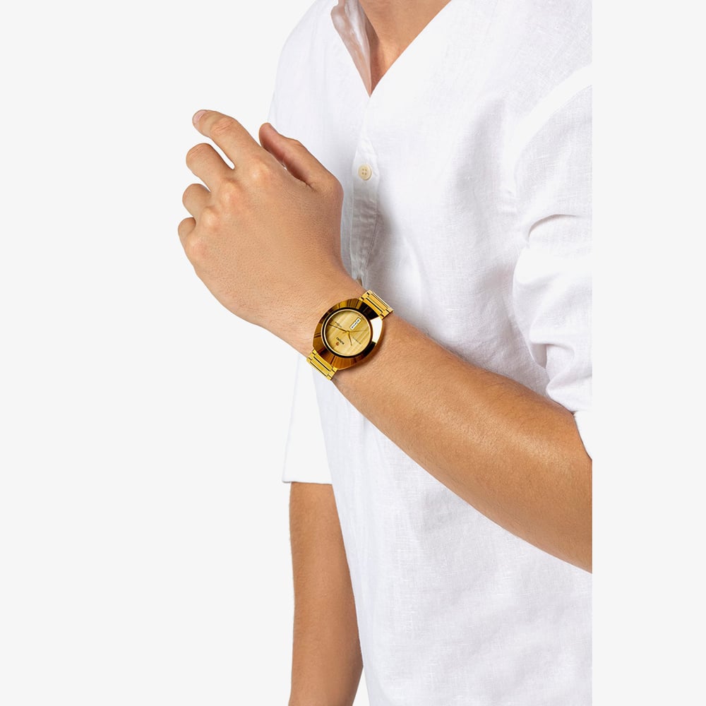 Rado Mens Diastar Original Automatic Gold Plated Bracelet Watch R12161253