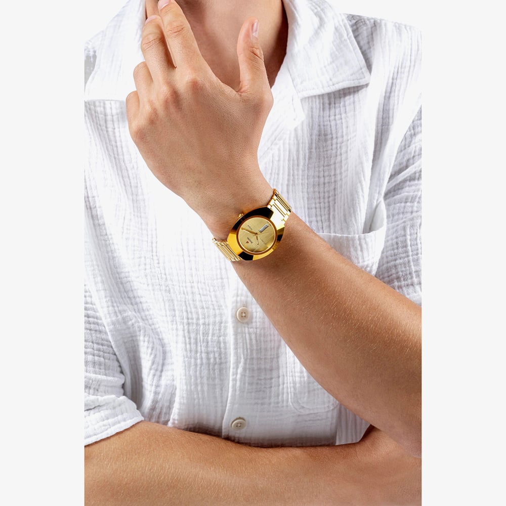 Rado Mens Diastar Original Automatic Gold Plated Bracelet Watch R12161253