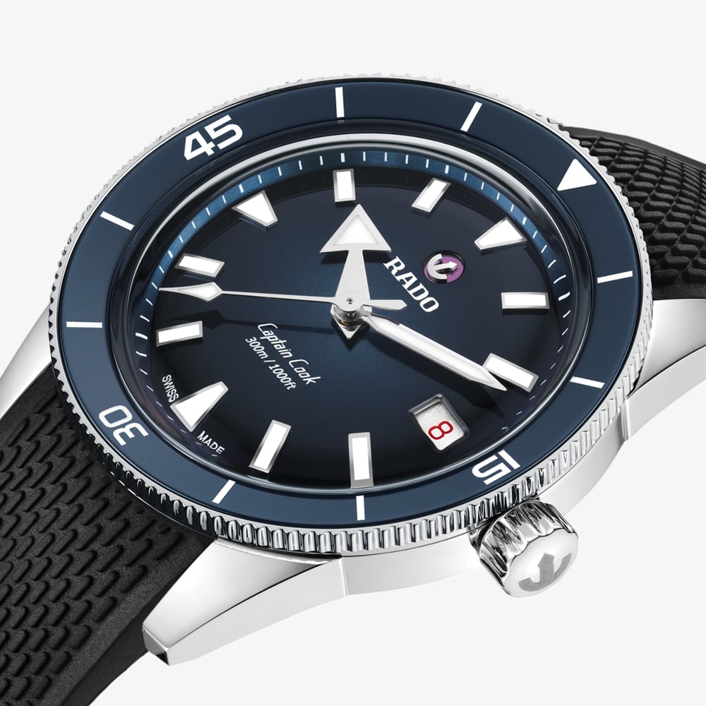 Rado Captain Cook Blue Dial Black Rubber Strap Watch R32223229