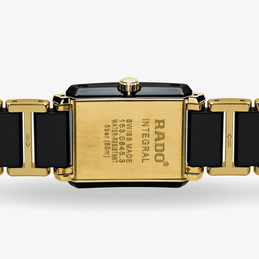 Rado Ladies Integral Diamonds Quartz Black and Gold Ceramic Bracelet Watch R20845712 S