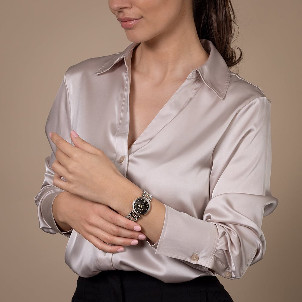 Rado Ladies LaCouple Ceramic Grey Rose Gold Diamond Dial Watch R22241703