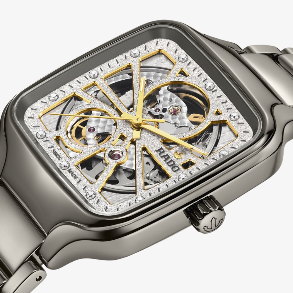 Rado Mens True Square Silver Sparkling Skeleton Dial Watch R27083722