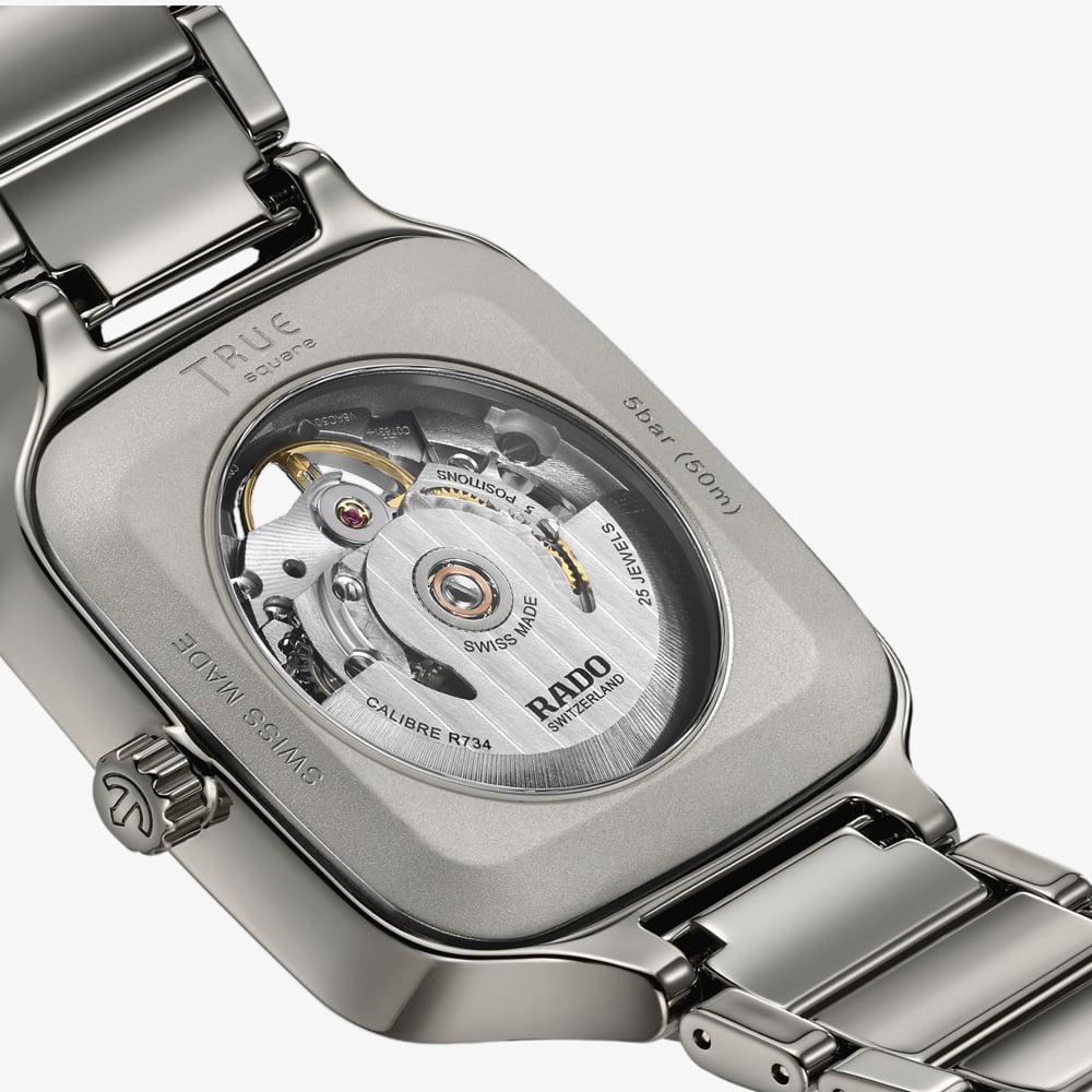 Rado Mens True Square Silver Sparkling Skeleton Dial Watch R27083722