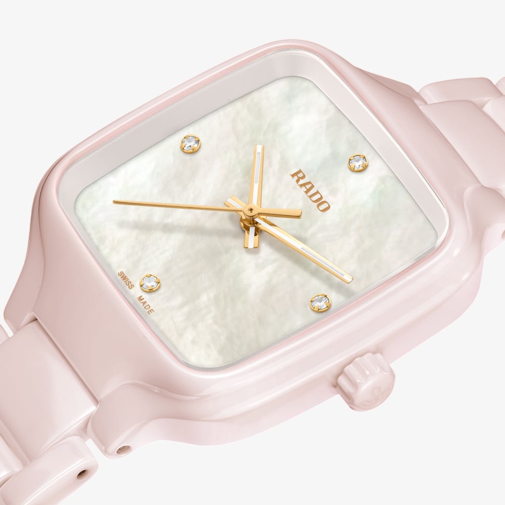 Rado Ladies True Square Diamonds Pink Ceramic Bracelet Watch R27181902