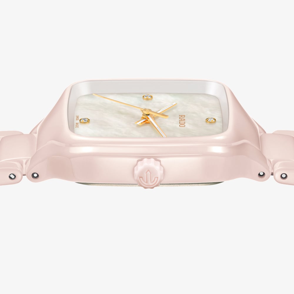 Rado Ladies True Square Diamonds Pink Ceramic Bracelet Watch R27181902