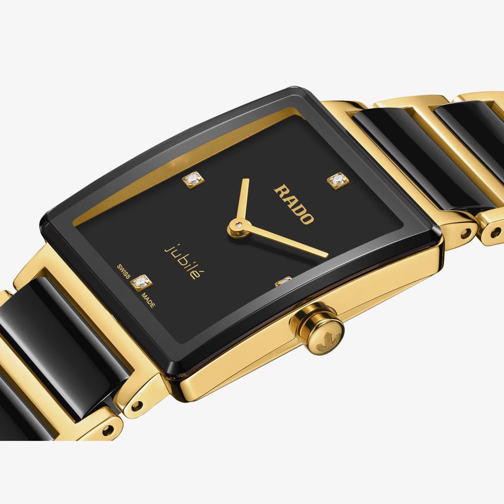 Rado Unisex Integral Diamonds Black & Gold Bracelet Watch R20252702