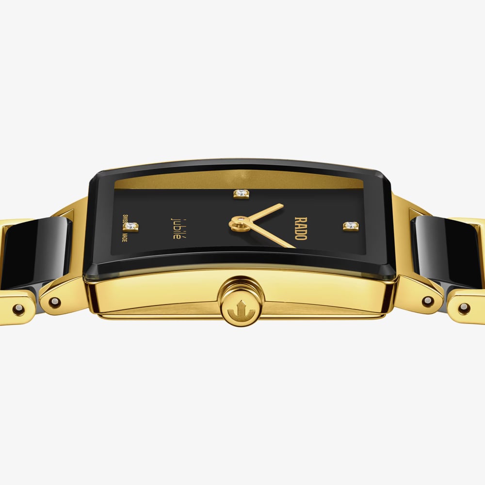 Rado Unisex Integral Diamonds Black & Gold Bracelet Watch R20252702
