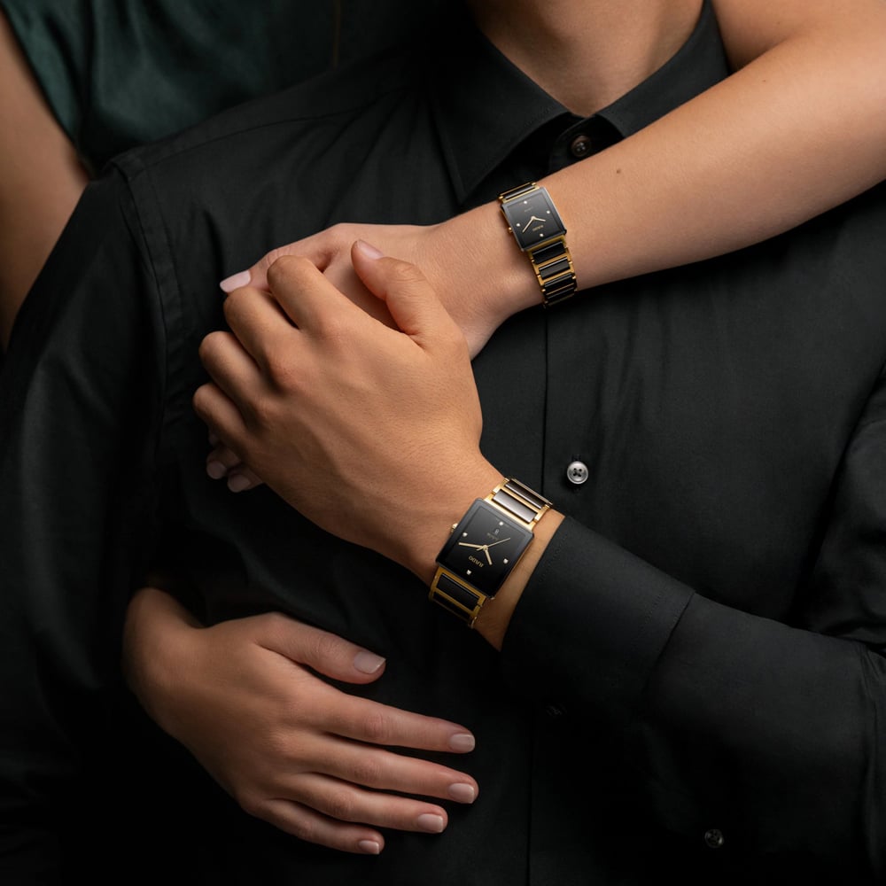 Rado Unisex Integral Diamonds Black & Gold Bracelet Watch R20252702