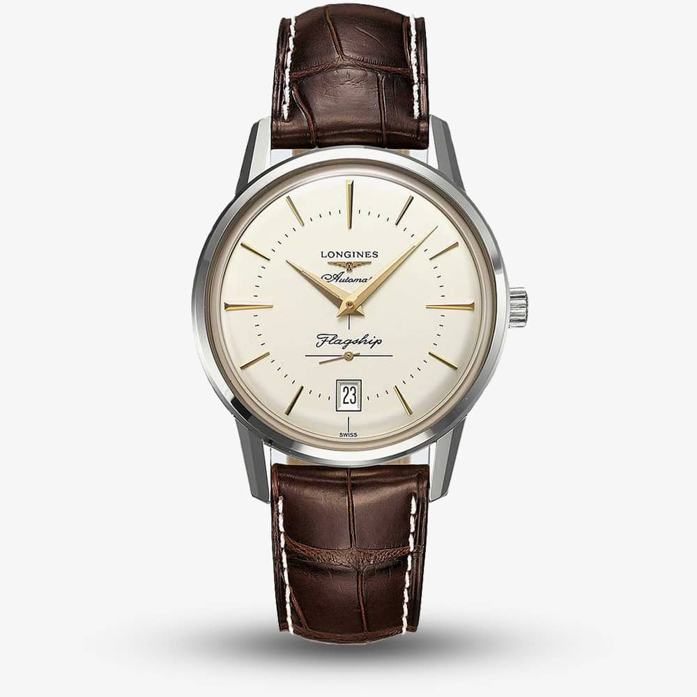 Longines Men's Brown/Silver Heritage Flagship 38.5mm Automatic Watch - Image 5