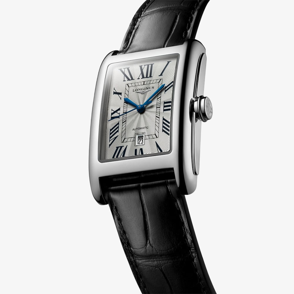 Longines Mens DolceVita Silver Dial Leather Strap Watch L5.757.4.71.0