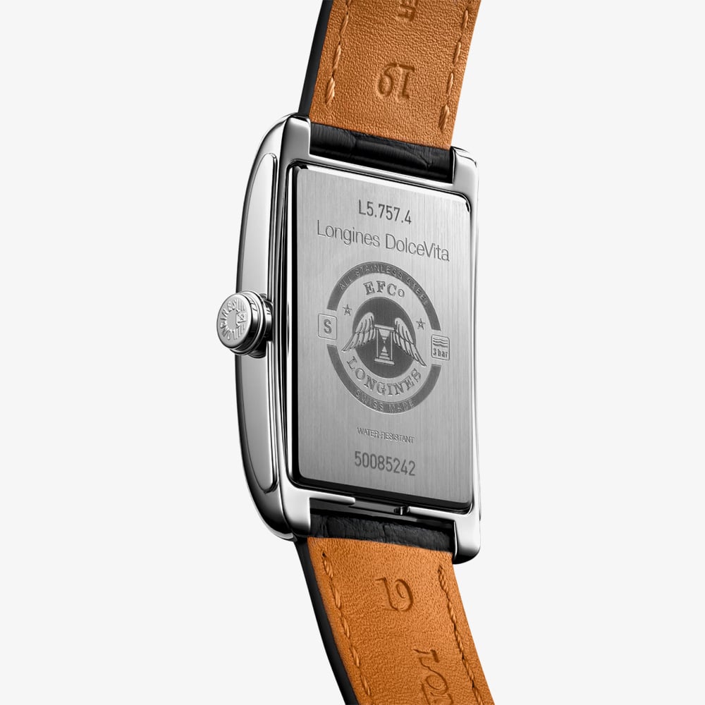 Longines Mens DolceVita Silver Dial Leather Strap Watch L5.757.4.71.0