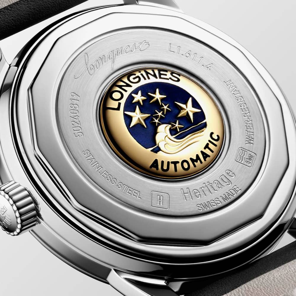 Longines Conquest Heritage Black Leather Watch L1.611.4.52.2