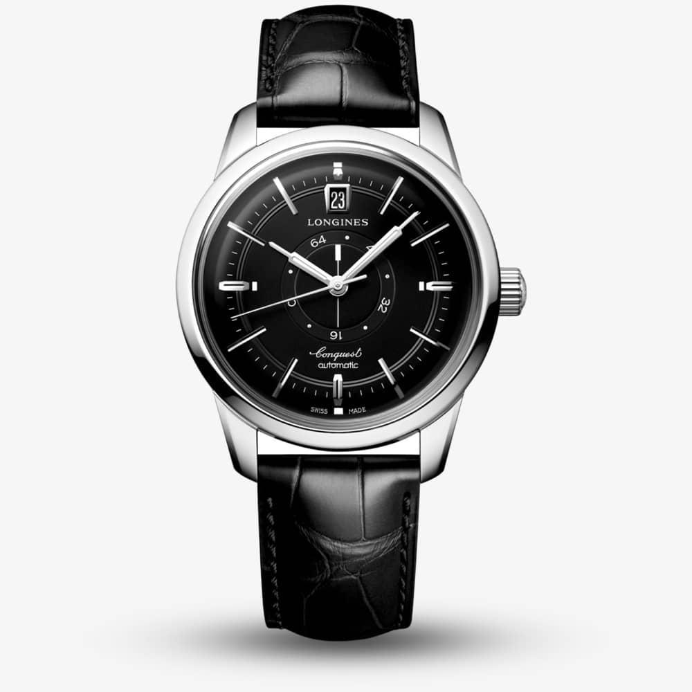 House of Watches - Longines Conquest Heritage Black Leather Automatic Watch L1.648.4.52.2