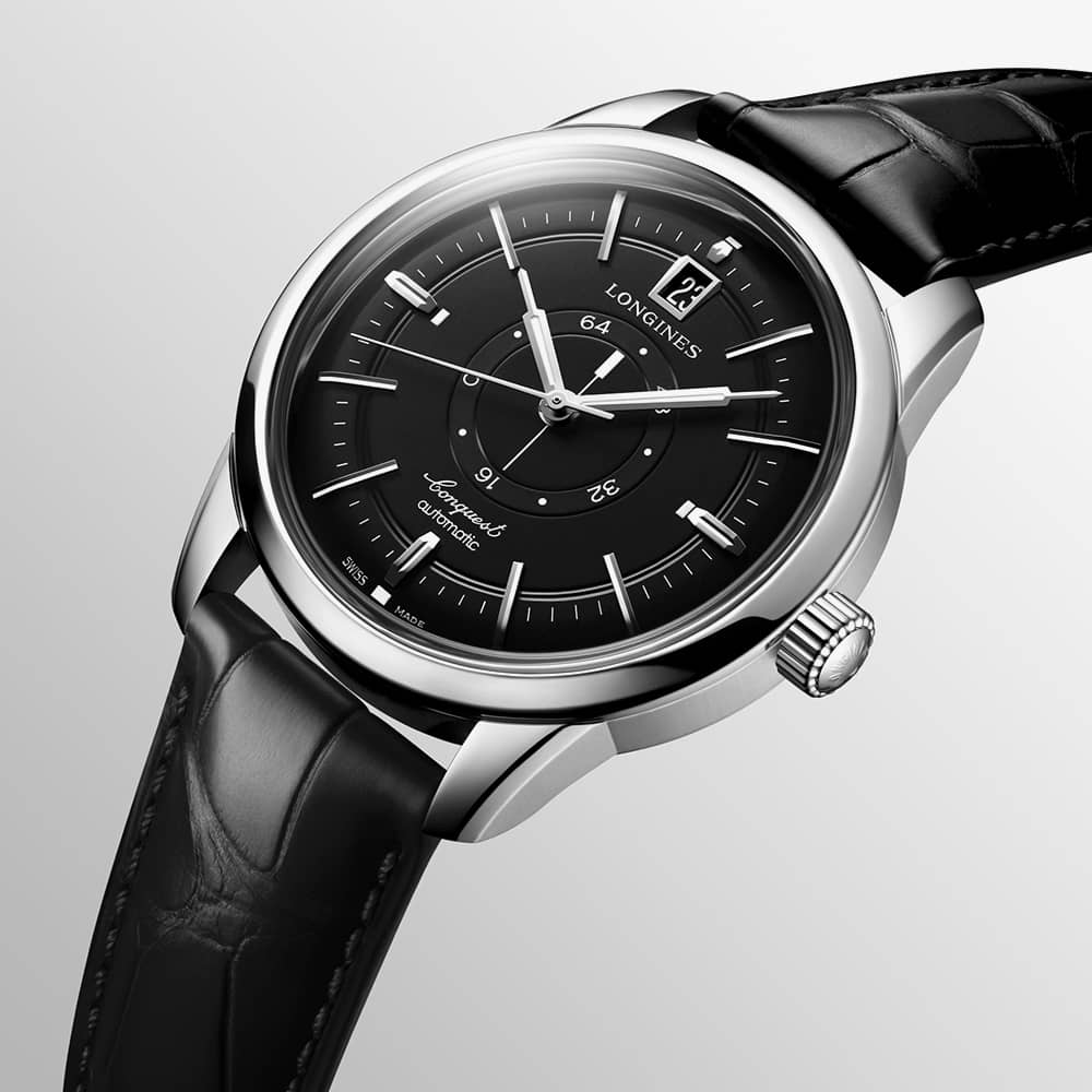 Longines Conquest Heritage Black Leather Automatic Watch L1.648.4.52.2