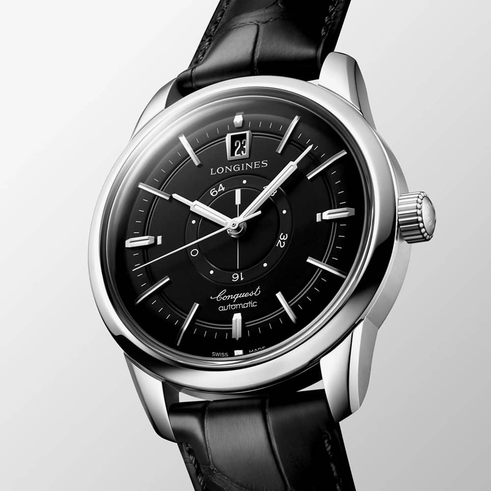 Longines Conquest Heritage Black Leather Automatic Watch L1.648.4.52.2