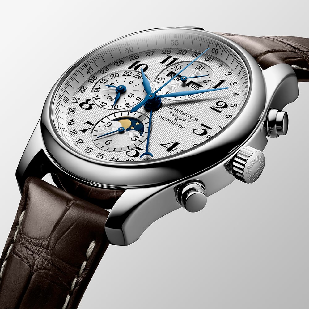 Longines Master Chrono Moonphase Brown Strap Watch L2.773.4.78.3