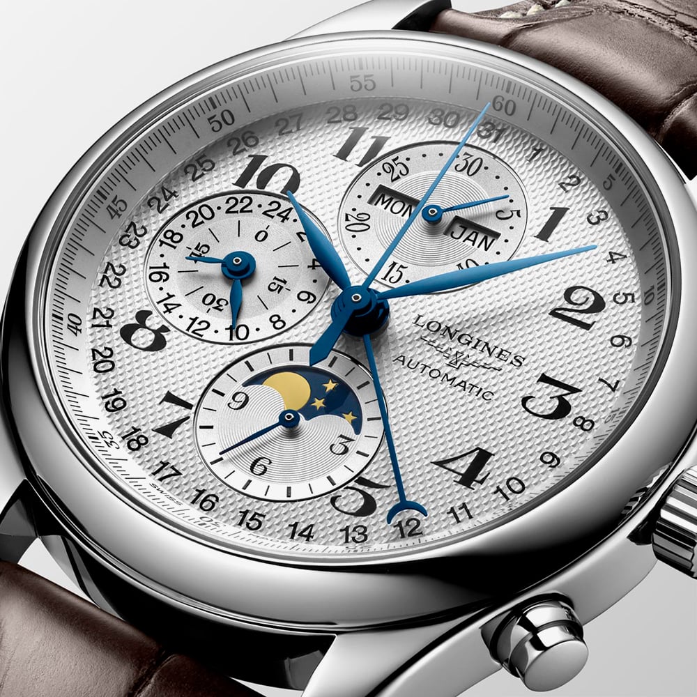 Longines Master Chrono Moonphase Brown Strap Watch L2.773.4.78.3