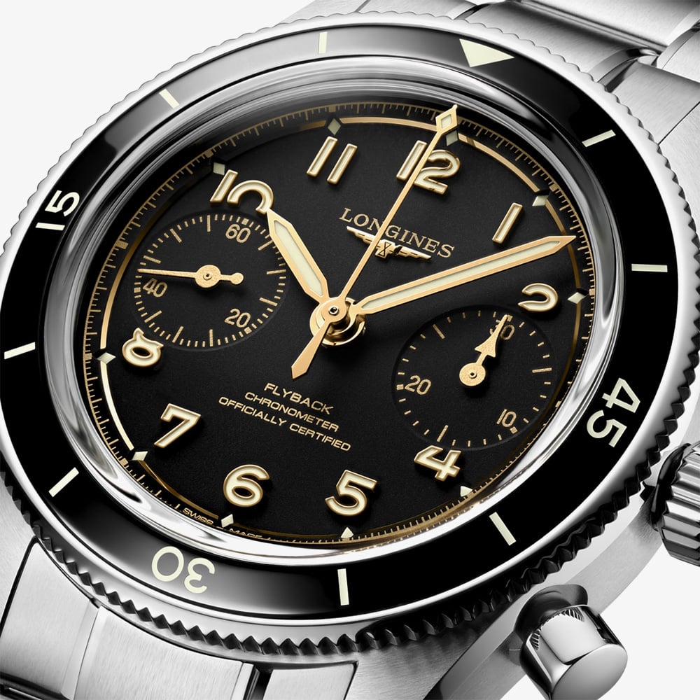 Longines Mens Spirit Pilot Flyback Stainless Steel Bracelet Watch L3.721.4.53.6