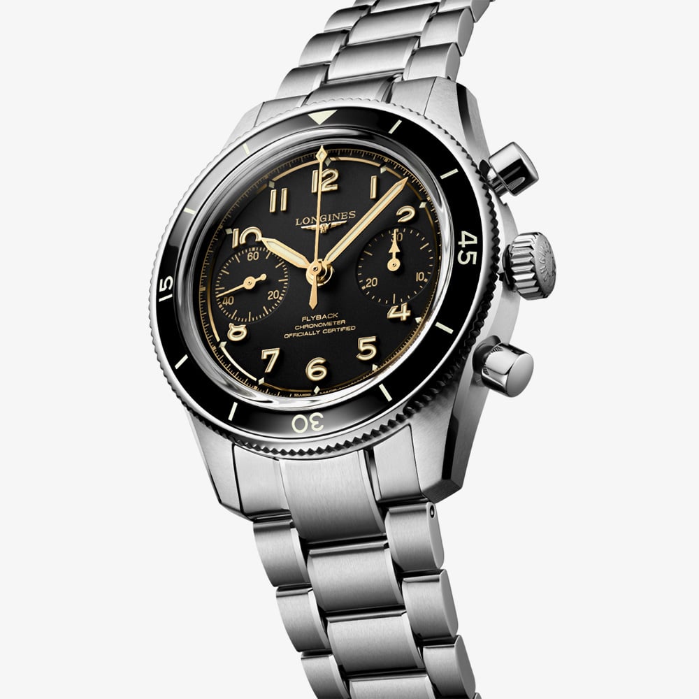 Longines Mens Spirit Pilot Flyback Stainless Steel Bracelet Watch L3.721.4.53.6
