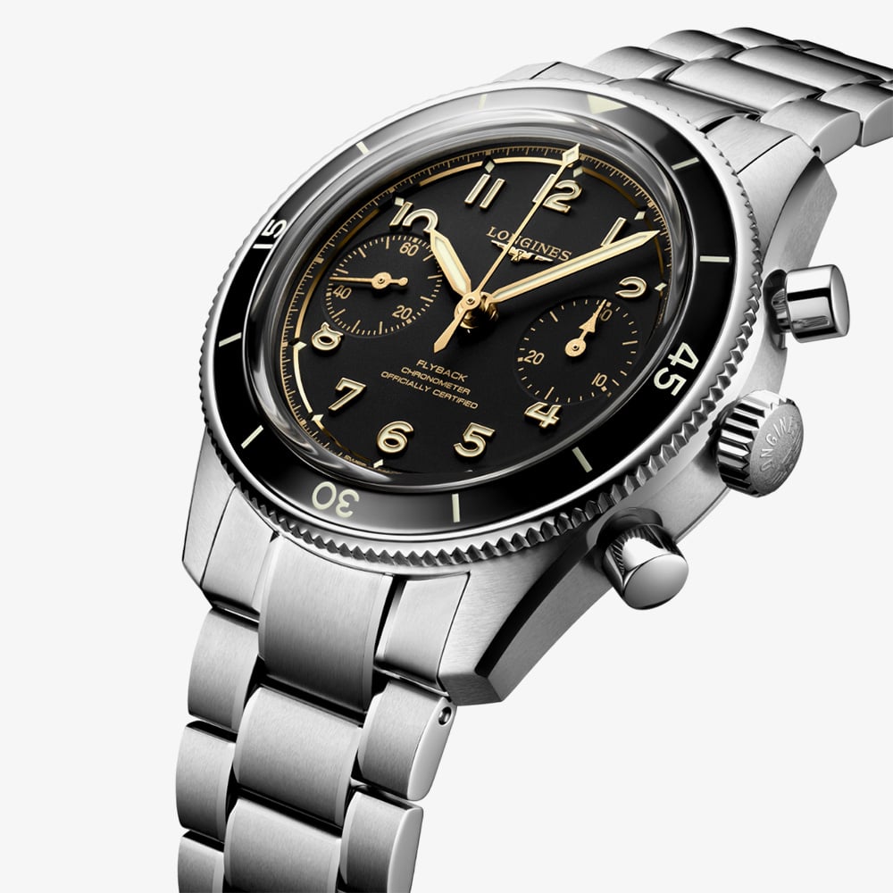 Longines Mens Spirit Pilot Flyback Stainless Steel Bracelet Watch L3.721.4.53.6