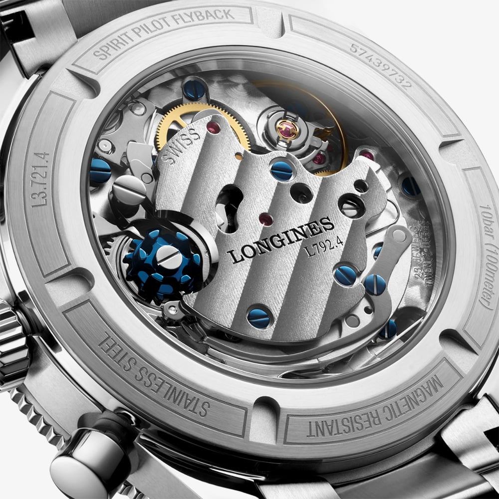 Longines Mens Spirit Pilot Flyback Stainless Steel Bracelet Watch L3.721.4.53.6