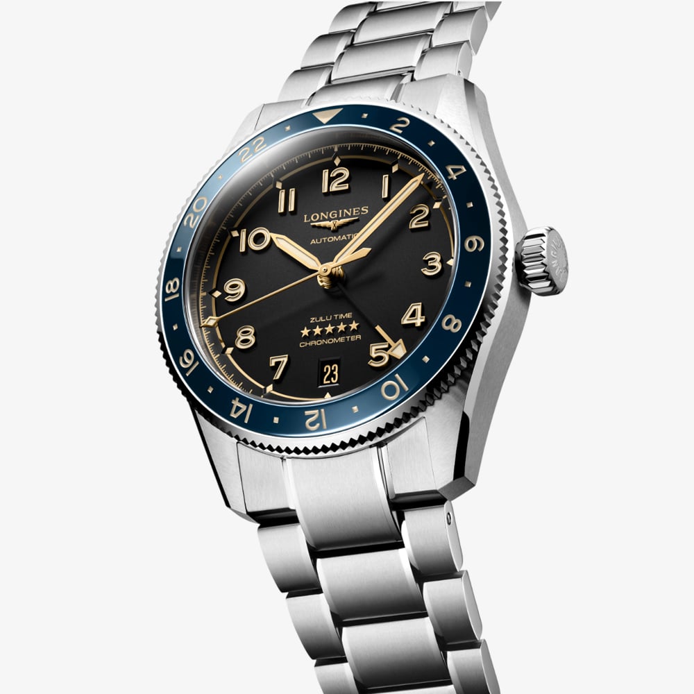 Longines Unisex Spirit Zulu Time Blue Bezel Watch L3.802.4.60.6