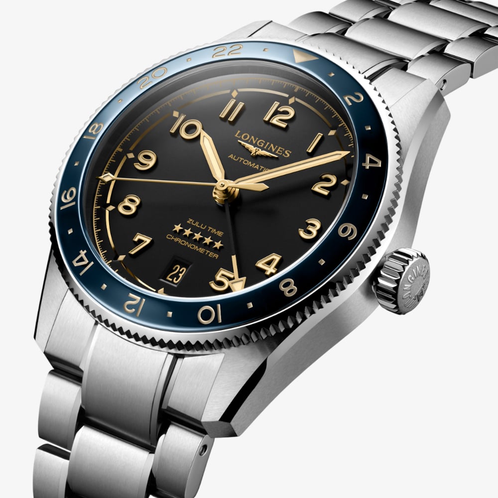 Longines Unisex Spirit Zulu Time Blue Bezel Watch L3.802.4.60.6