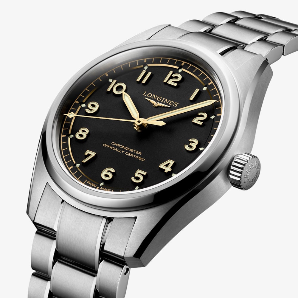 Longines Mens Spirit Pilot Stainless Steel Bracelet Watch L3.809.4.53.6