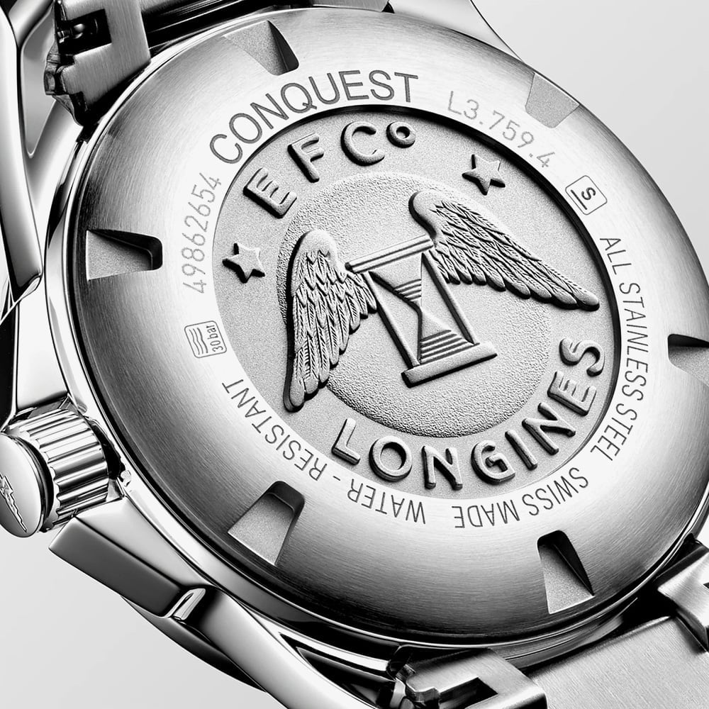 Longines Mens Conquest Blue Dial Stainless Steel Bracelet Watch L3.759.4.96.6