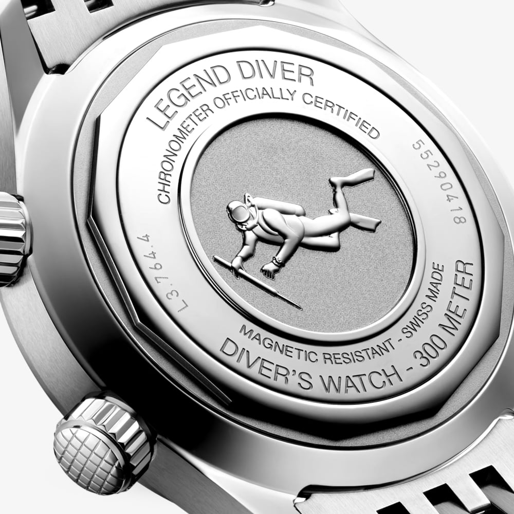 Longines Mens Legend Diver White Dial Stainless Steel Bracelet Watch L3.764.4.16.6
