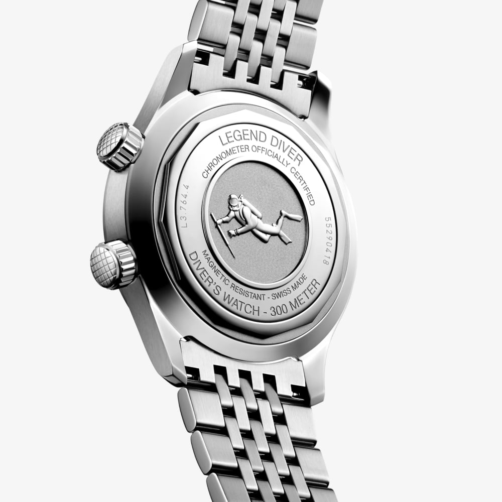 Longines Mens Legend Diver White Dial Stainless Steel Bracelet Watch L3.764.4.16.6