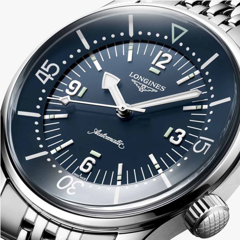 Longines Mens Legend Diver Blue Dial Stainless Steel Bracelet Watch L3.764.4.90.7