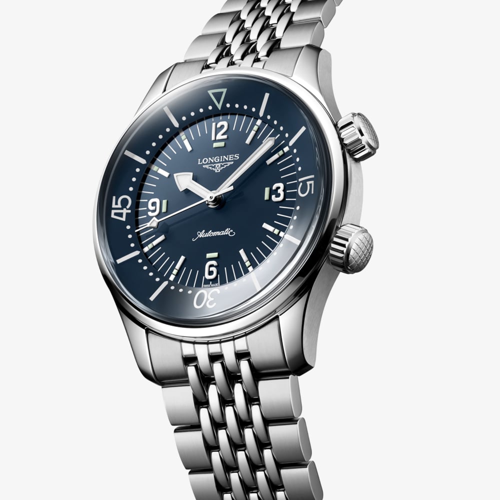 Longines Mens Legend Diver Blue Dial Stainless Steel Bracelet Watch L3.764.4.90.7