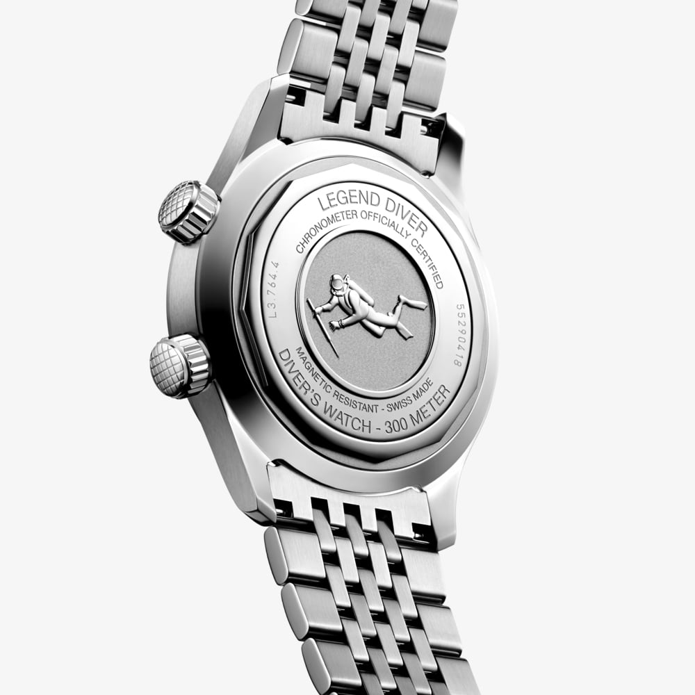 Longines Mens Legend Diver Blue Dial Stainless Steel Bracelet Watch L3.764.4.90.7
