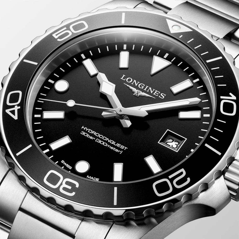 Longines Mens HydroConquest Black Dial Bracelet Watch L3.769.4.56.6
