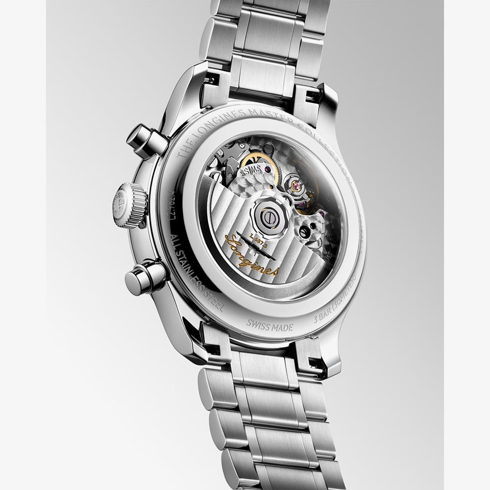 Longines Mens Master Collection Chronograph Moonphase Silver Dial Bracelet Watch L2.962.4.73.6