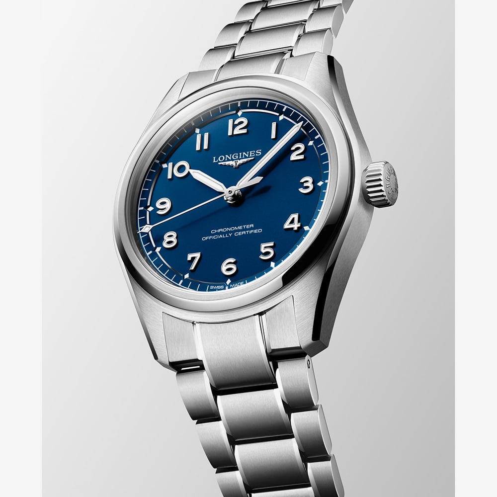 Longines Mens Spirit Pilot Blue Dial Bracelet Watch L3.809.4.93.6