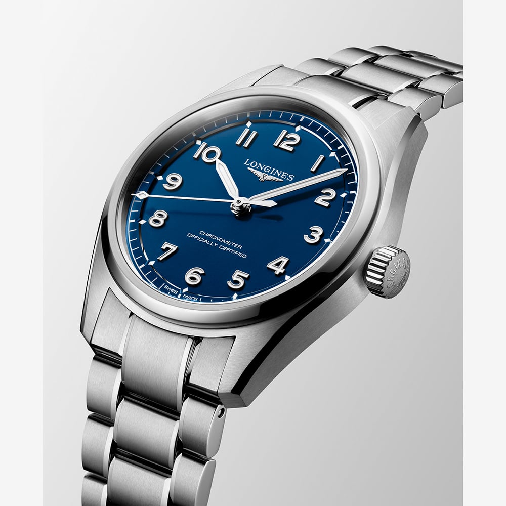 Longines Mens Spirit Pilot Blue Dial Bracelet Watch L3.809.4.93.6