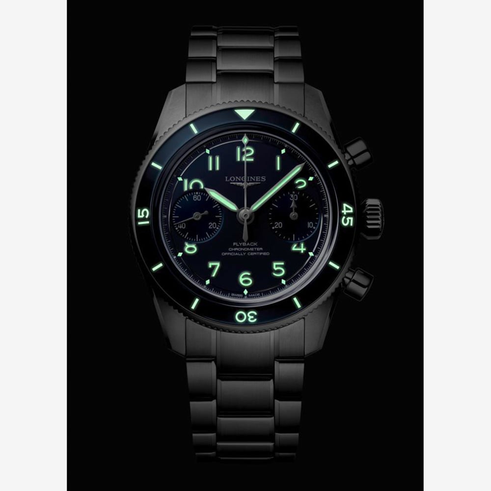 Longines Mens Spirit Pilot Flyback Blue Dial Bracelet Watch L3.721.4.93.6