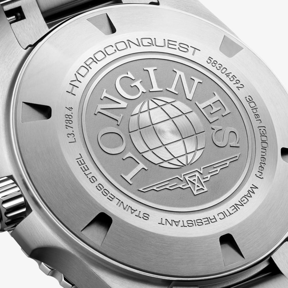 Longines Mens Hydroconquest Black Dial Stainless Steel Bracelet Watch L3.788.4.56.6