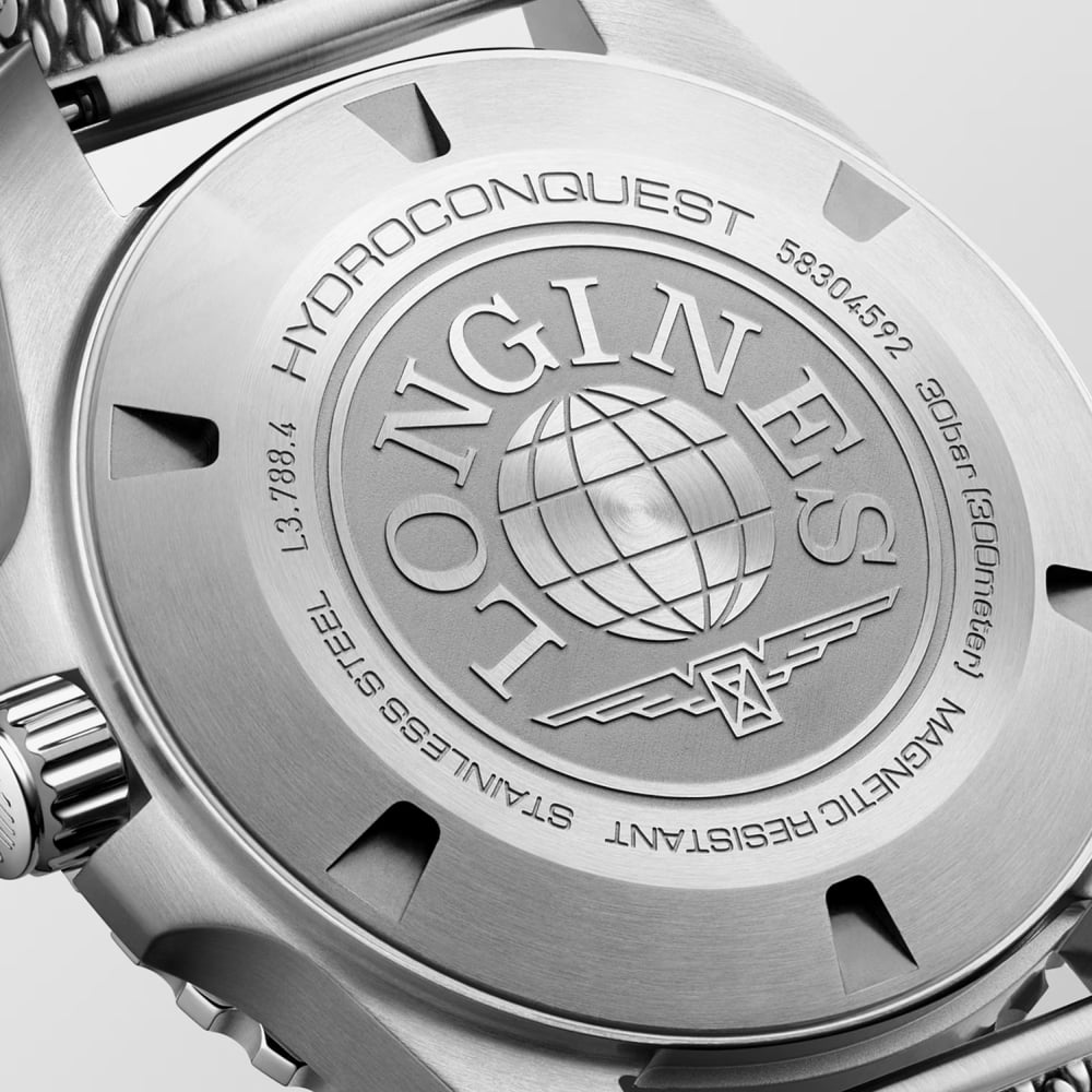 Longines Mens Hydroconquest Black Dial Mesh Bracelet Watch L3.788.4.70.6