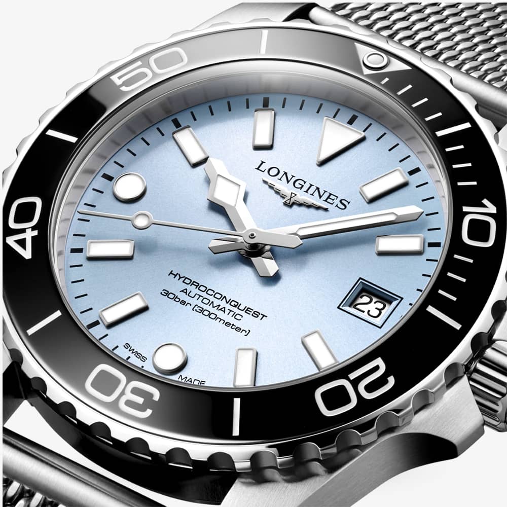 Longines Mens Hydroconquest Automatic Ice Blue Dial Bracelet Watch L3.779.4.99.6