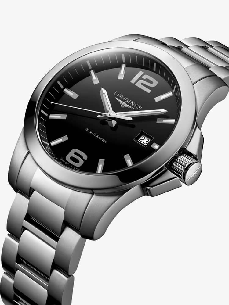 Longines Mens Conquest Black Dial Watch L3.759.4.58.6