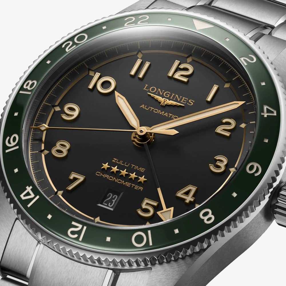 Longines Spirit Zulu Time Green Watch L3.812.4.63.6