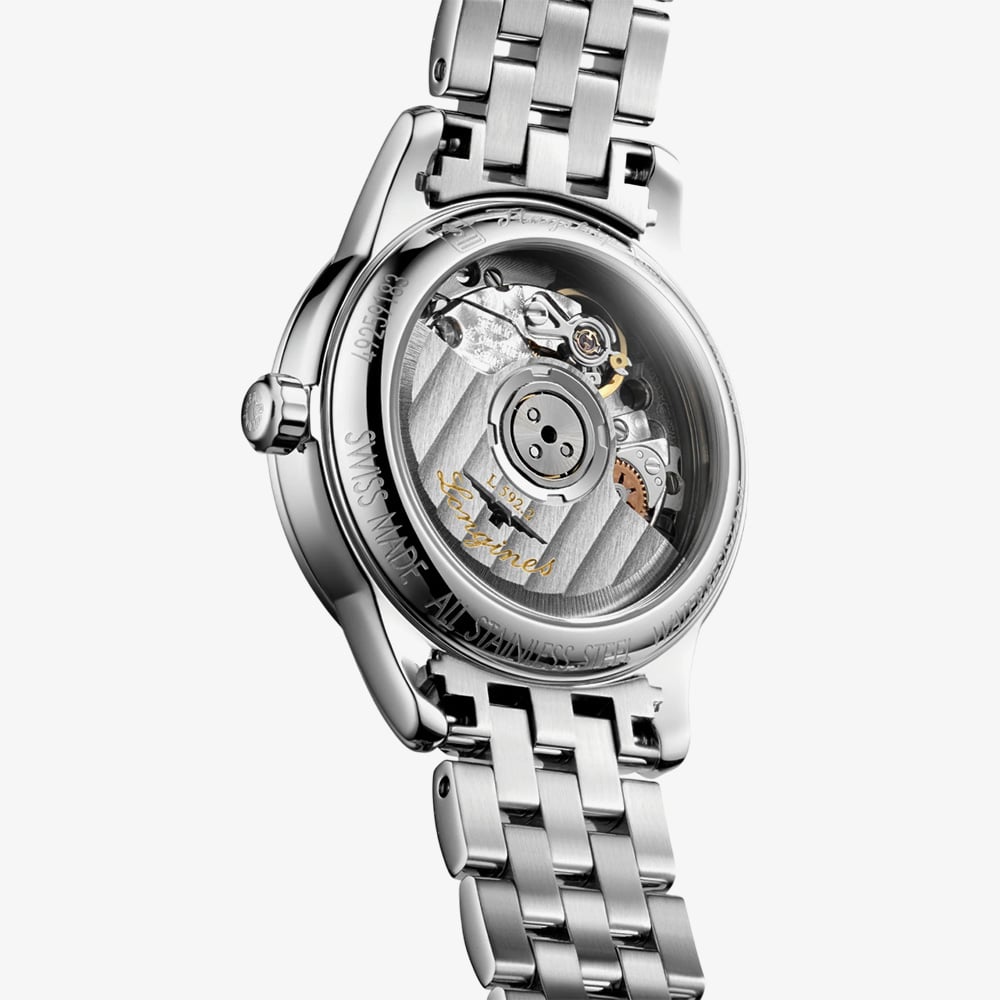 Longines Ladies Flagship Diamond Set Black Dial Bracelet Watch L4.274.4.57.6